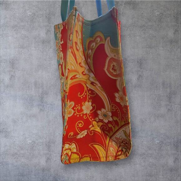 SPARTINA 449 Fiddlers Cove Market Tote Bag Linen Paisley Travel Handbag Shopping - Picture 5 of 14